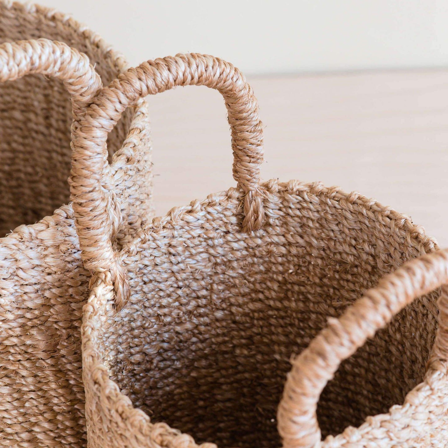 S/2 Natural Tabletop Mini Basket with Handle