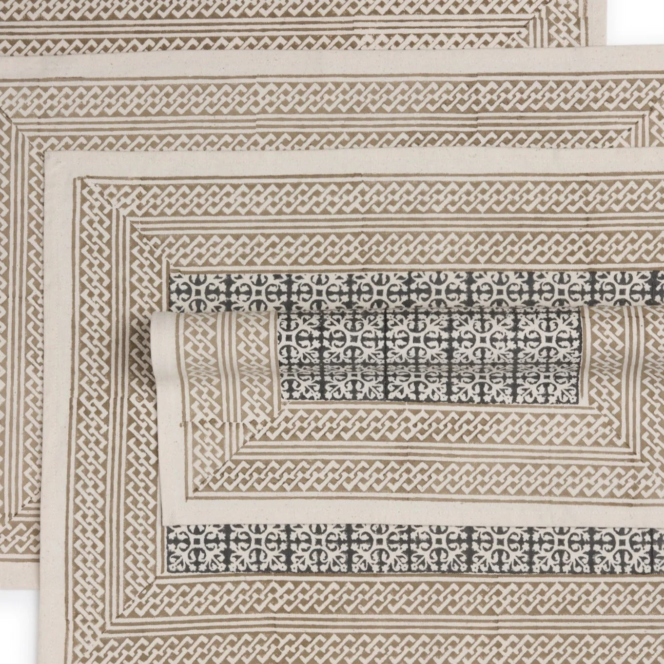 Kora Cotton Placemats, Set of 4 | Hand Block Printed | Fair Trade & Artisan Made | Block Duo