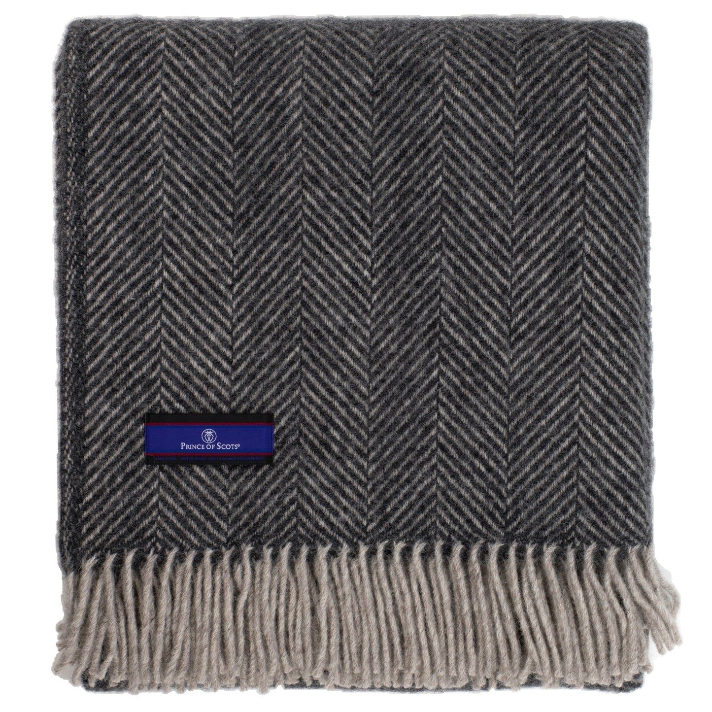 Highland Tweeds Herringbone  Pure New Wool Throw - Charcoal