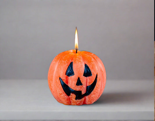 Happy Pumpkin Painted Candle