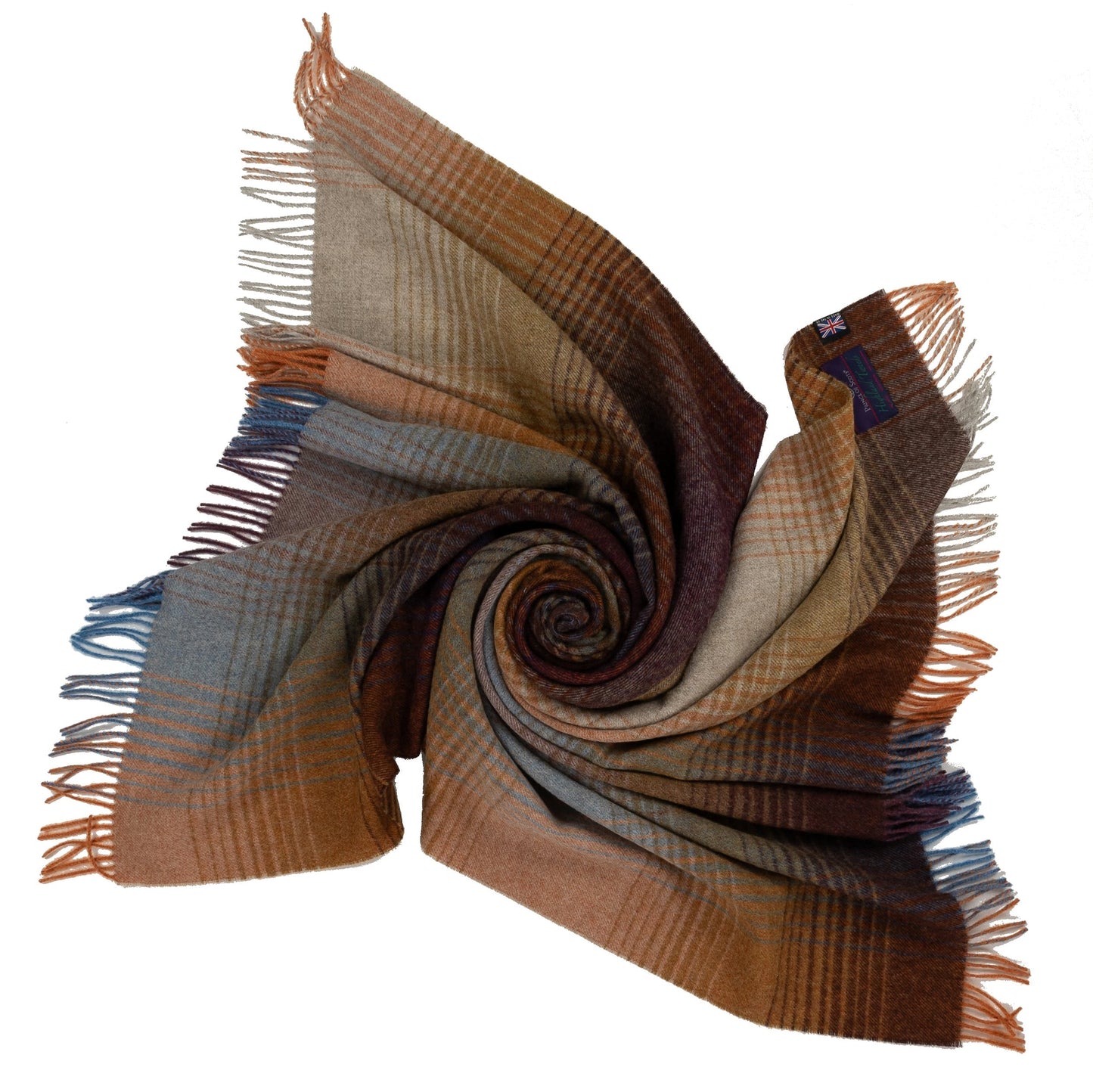 Highland Tweeds Shetland Lambswool Ombre Throw - Burgundy