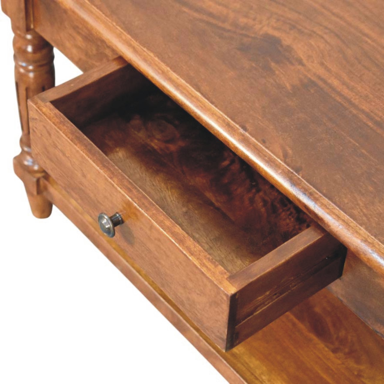 Solid Wood Turned Legs Chestnut Coffee Table