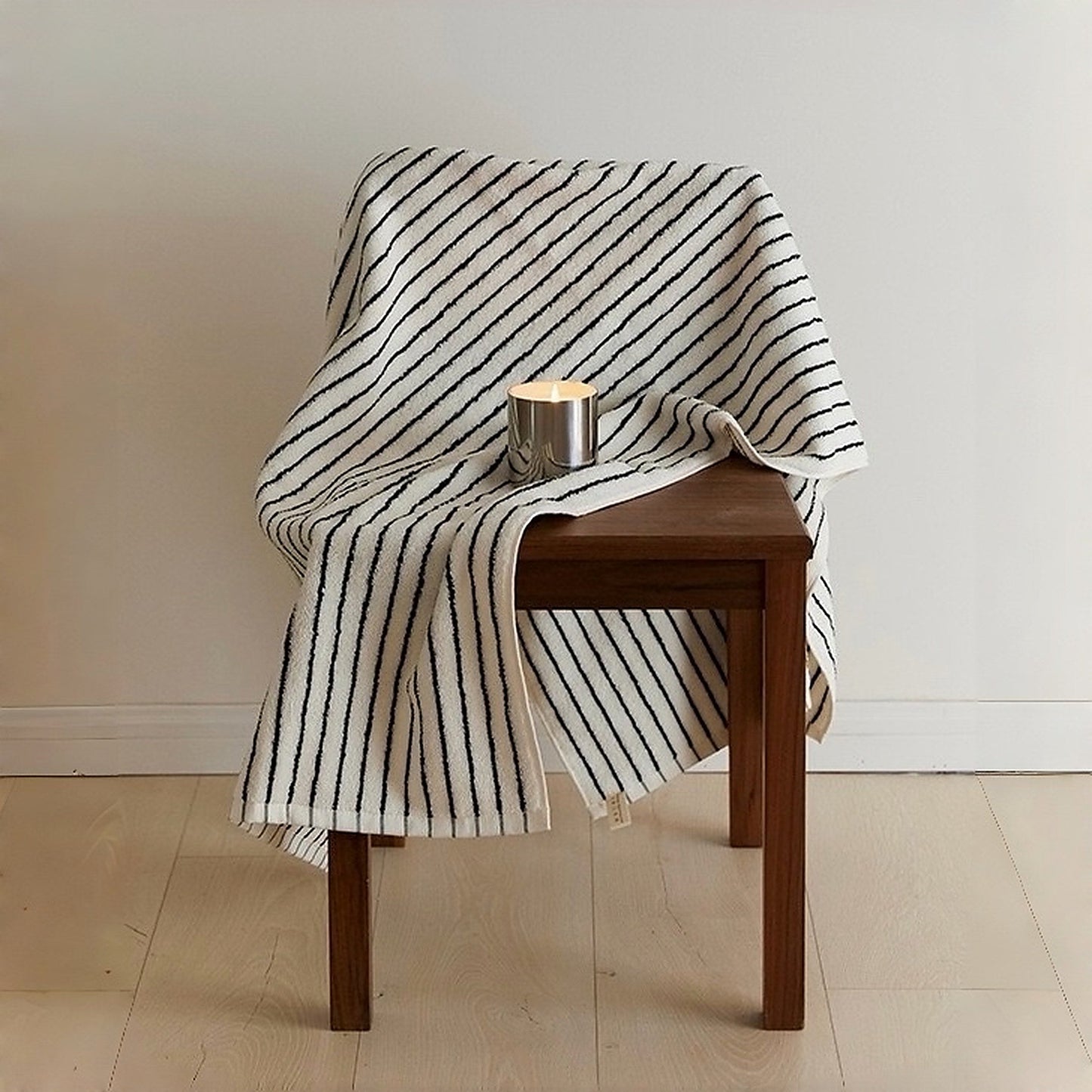 Scandi Retro Striped Cotton Bath Towel, 100% Cotton Ultra Plush & Soft