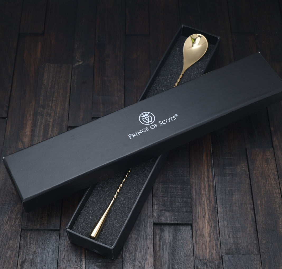 24K Gold Plate Tear Drop Bar Spoon (Premium Gift Box)