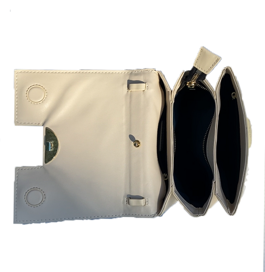 SUSU Leather Saddle Bag Off White Crossbody Purse Cream Women's Handbag