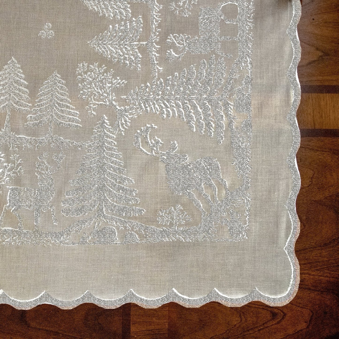 Prince of Scots Scottish Leno Gauze Table Runner - Silver Lurex