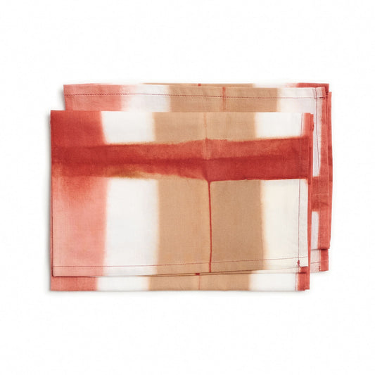 Chowk Red Cotton Hand Clamp Dye Artisanal Table Napkin ( set of 4 )