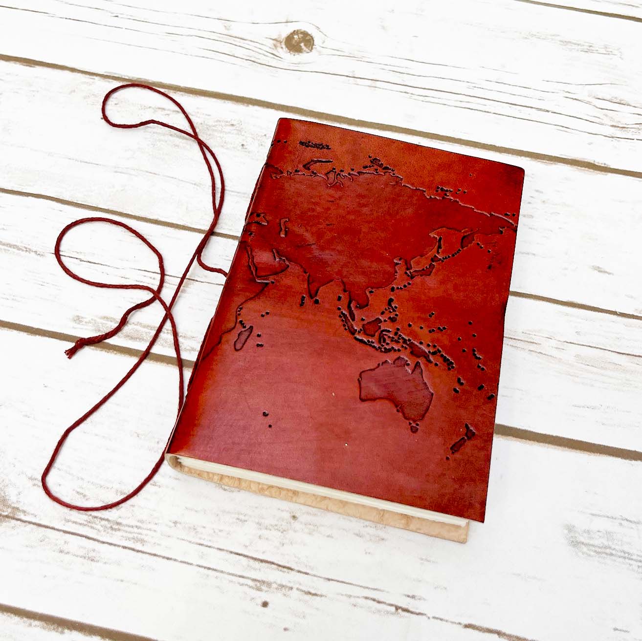 Vintage World Map 7x5 Handmade Leather Journal