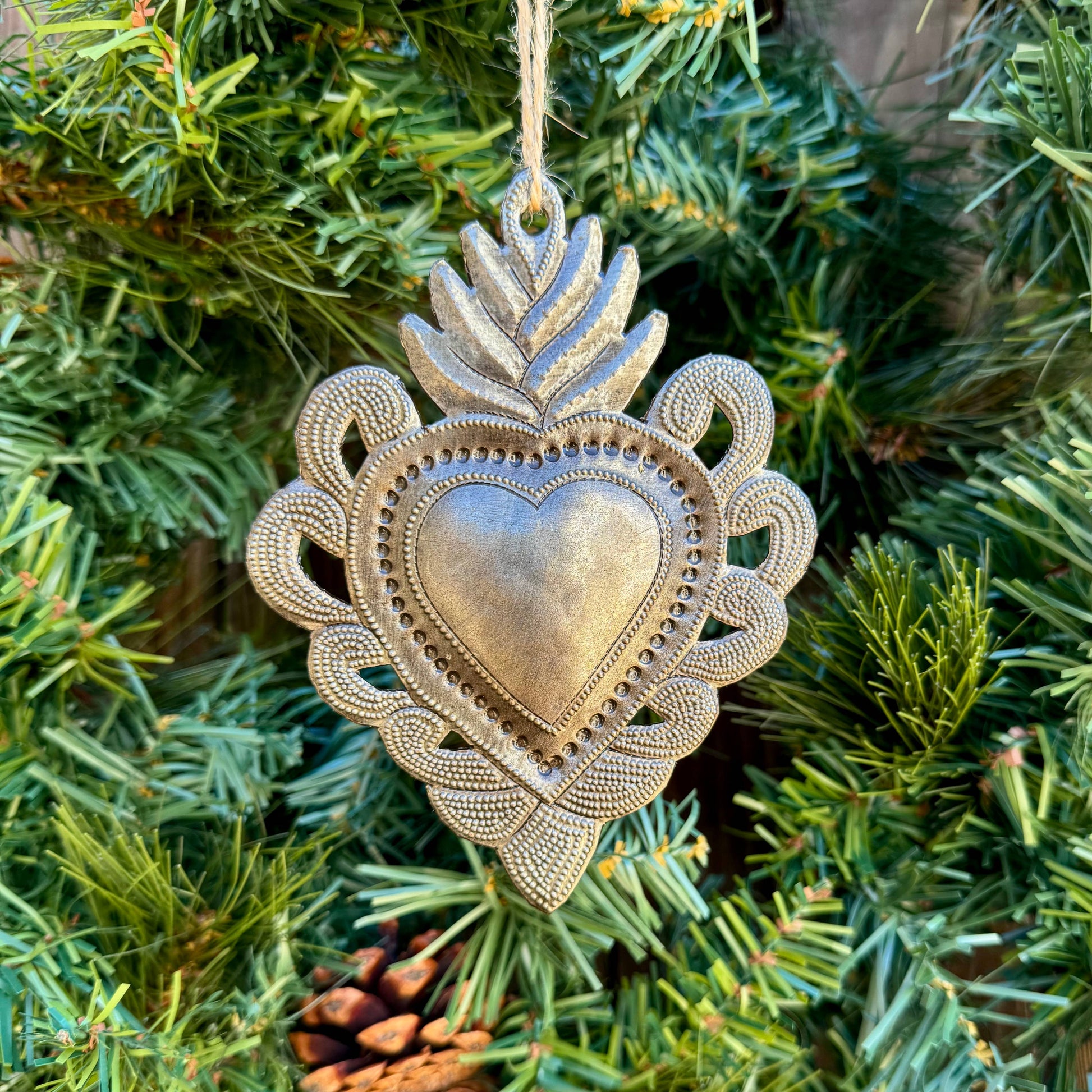 Sacred Heart, Wall Decor,Handmade Metal Haiti 6" x 4.25"