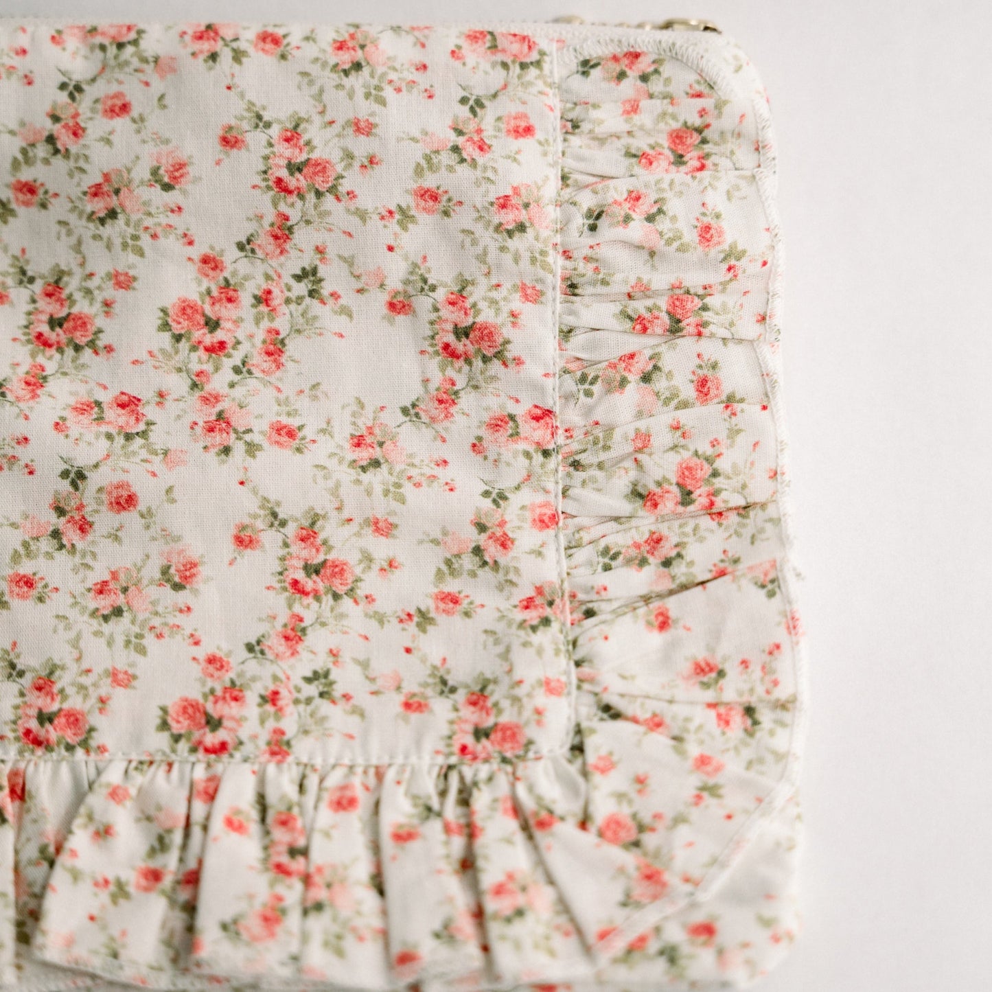Briar Rose | Timeless Floral Ruffle Zipper Pouch