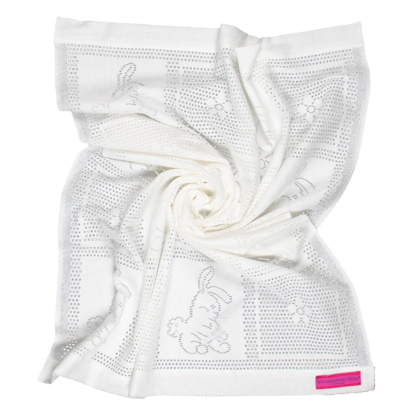 Southampton Home Lace Weave Bunny Baby Blanket ~ White ~