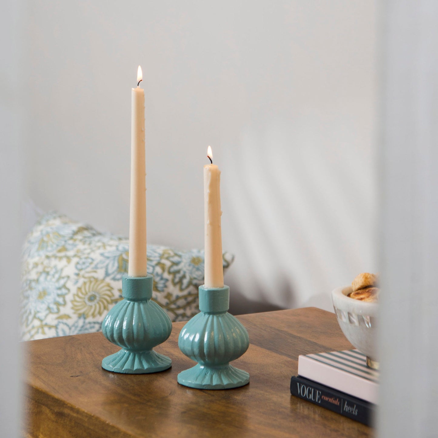 Sculpted Aluminum Candlesticks Set of 2