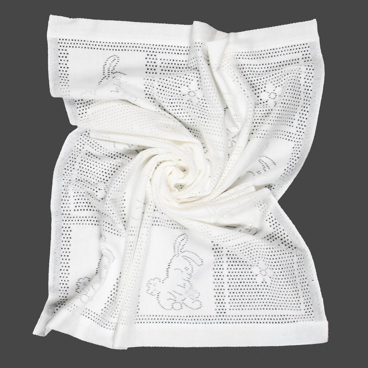 Southampton Home Lace Weave Bunny Baby Blanket ~ White ~