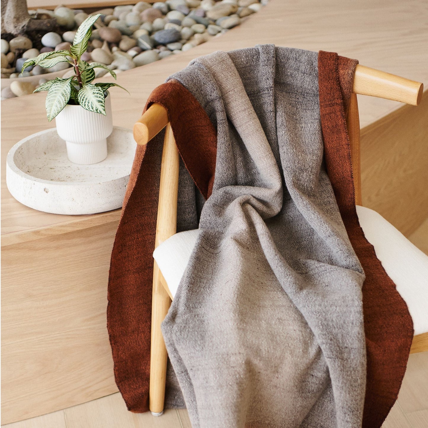 Simply Taupe Brown Gray Hand Spun Merino Handloom Throw