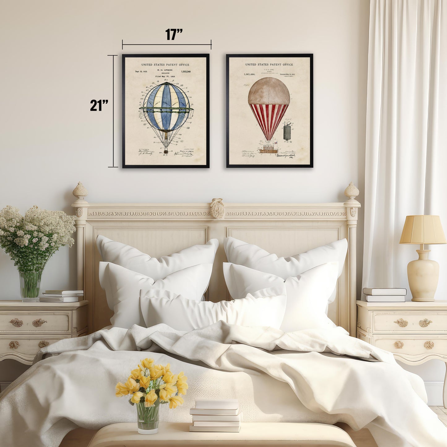 Red Hot Air Balloon Patent in Black Frame