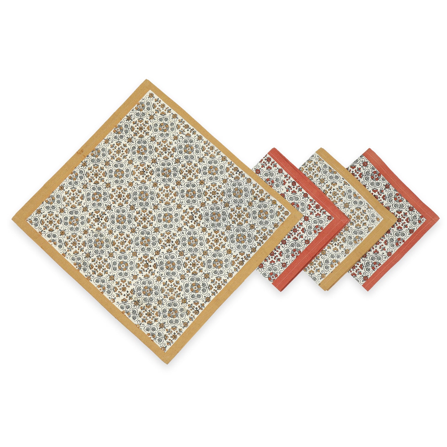 Hand Block Printed Cotton Napkins, Set of 4 | Lily
