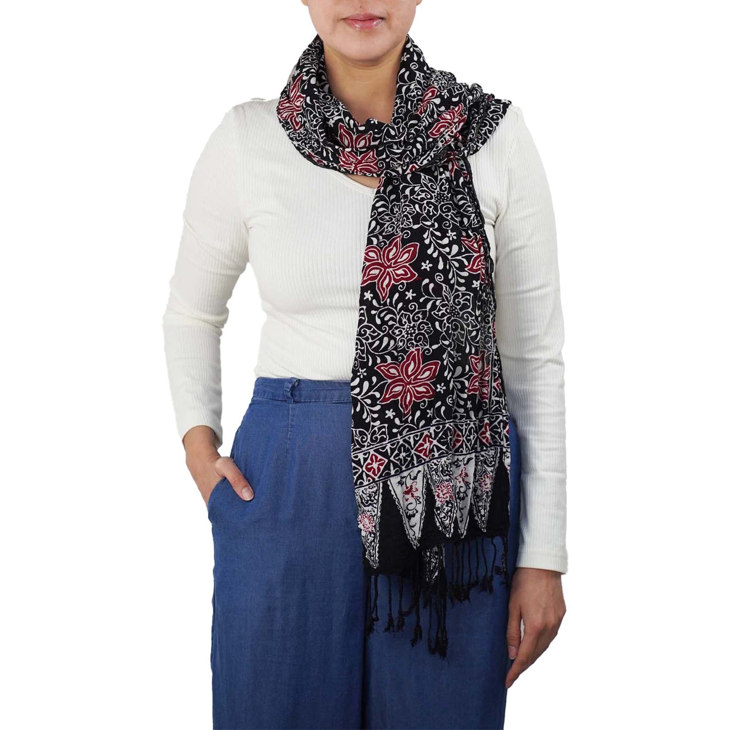 Hand Dyed Batik Scarf - Floral Star