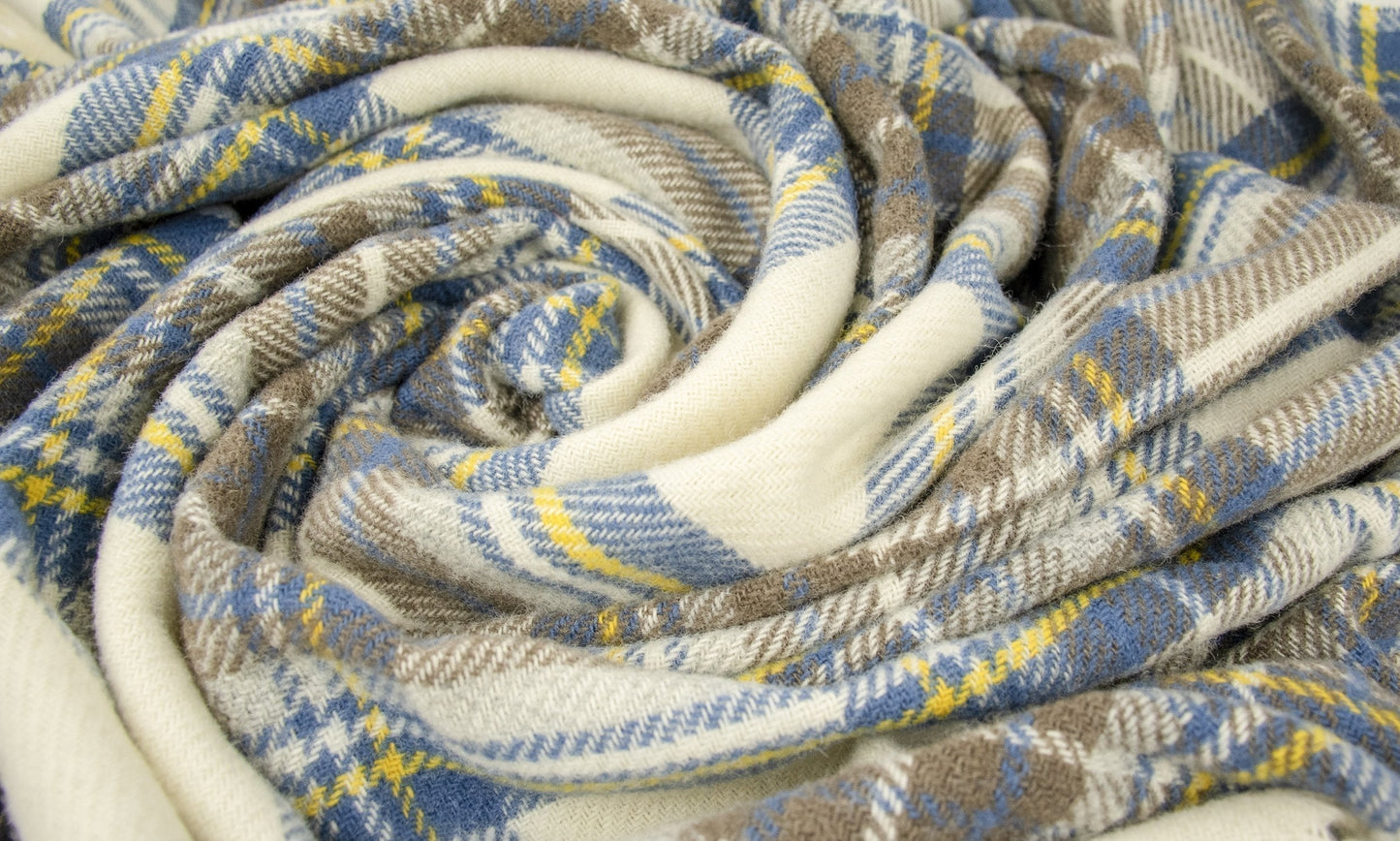 Highland Tweeds Pure New Wool Throw (Muted Blue Stewart)