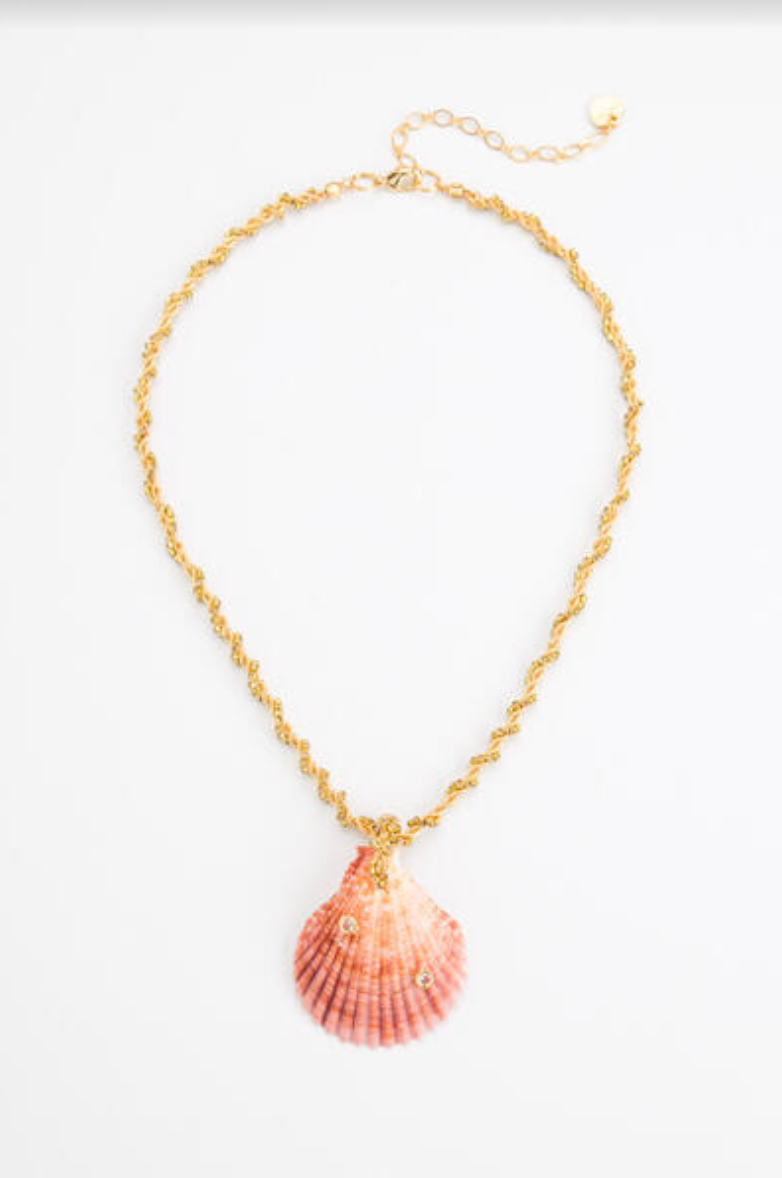 Seashell Scalloped Gem Necklace