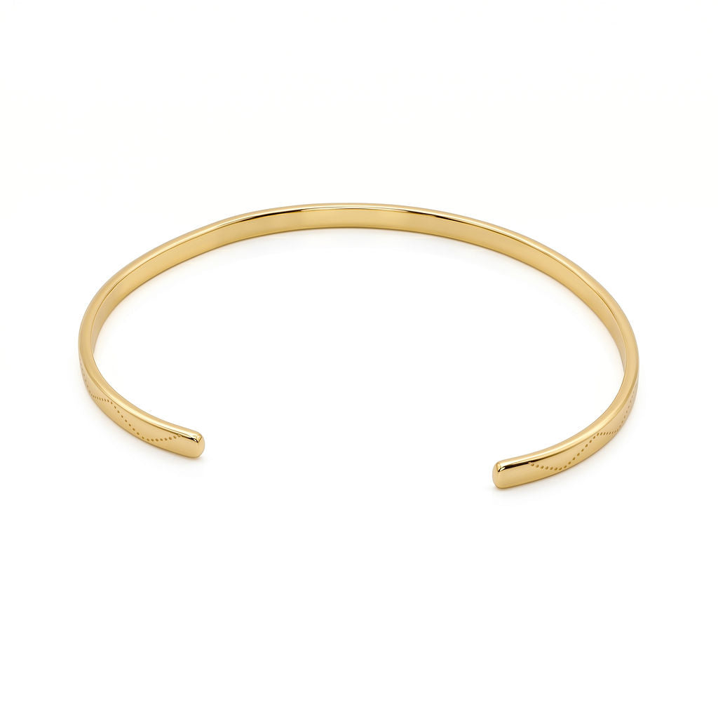 Brass Cuff Bracelet | Rubi Engraved Bracelet for Women