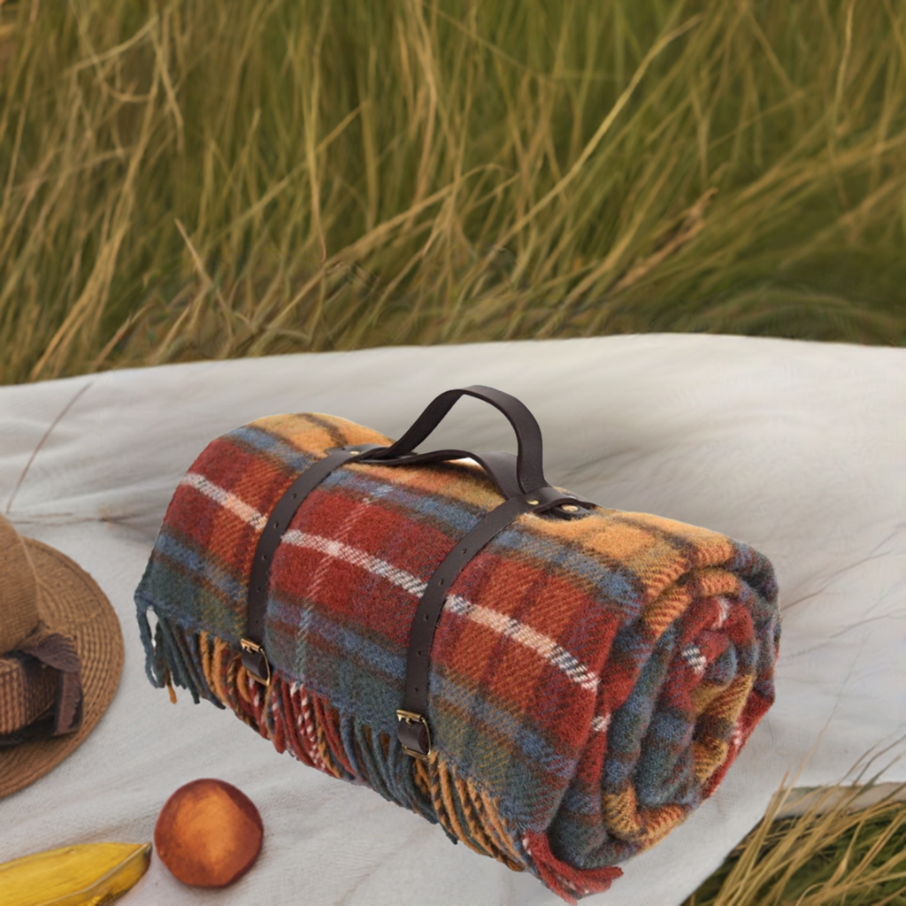 Highland Tweeds Tartan Roll-Up Travel Blanket ~ Antique Buchanan ~