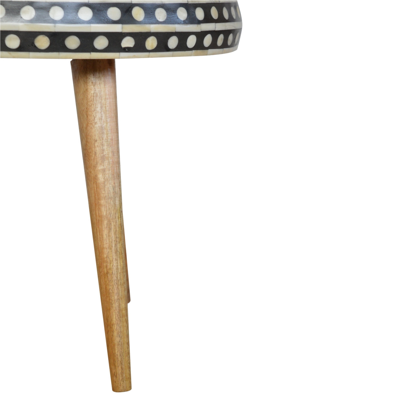 Solid Wood Small Dotted End Table, Black