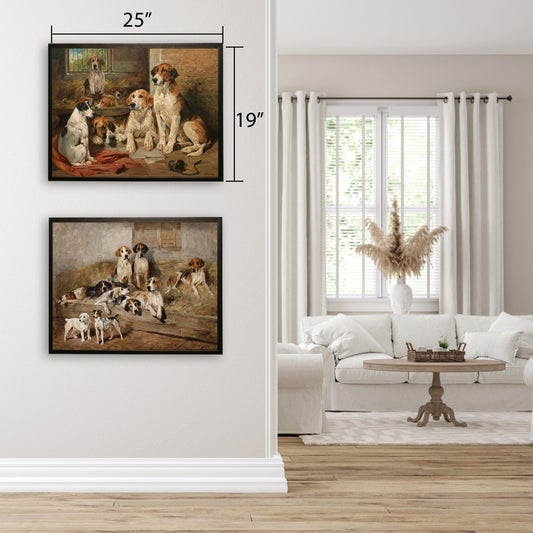 Resting Dogs in Copper and Black Frame