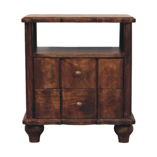 Solid Wood 2-Drawer Bedside Table