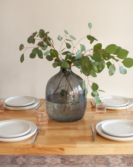 Hebron Hammered Glass Vase - Blue Grey