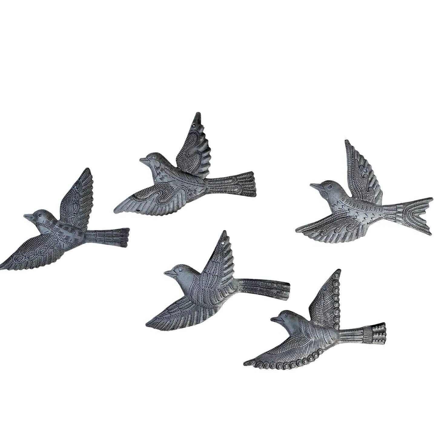 Set of 5 Metal Birds $5 ea. Flock Flying Left Recycled Art