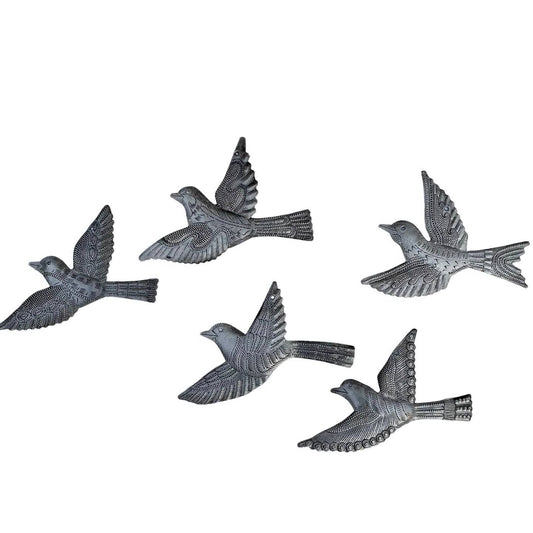 Set of 5 Metal Birds $5 ea. Flock Flying Left Recycled Art