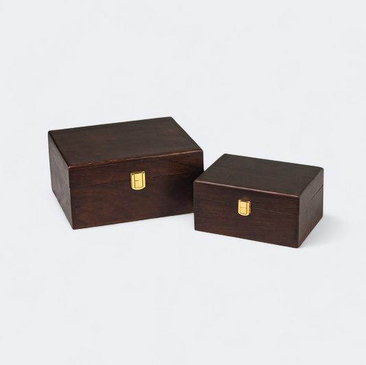 S/2 Handcrafted Acacia Urban Walnut Box Set Gift Box