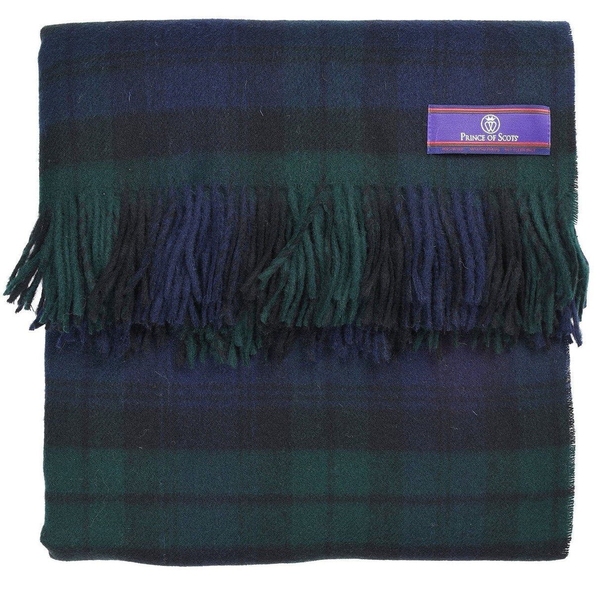 Prince of Scots Highland Tartan Tweed  Merino Wool Throw - Black Watch