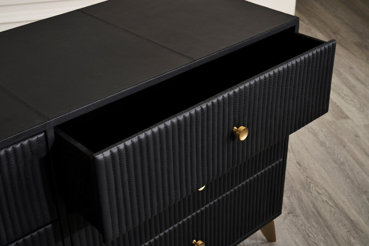 Stanford Six Drawer Leather Dresser