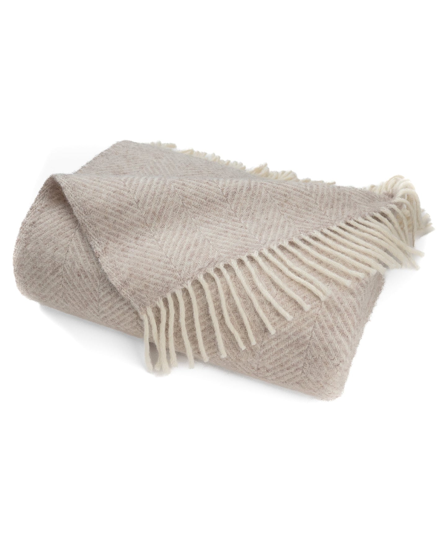 Highland Tweeds Herringbone  Pure New Wool Throw - Linen