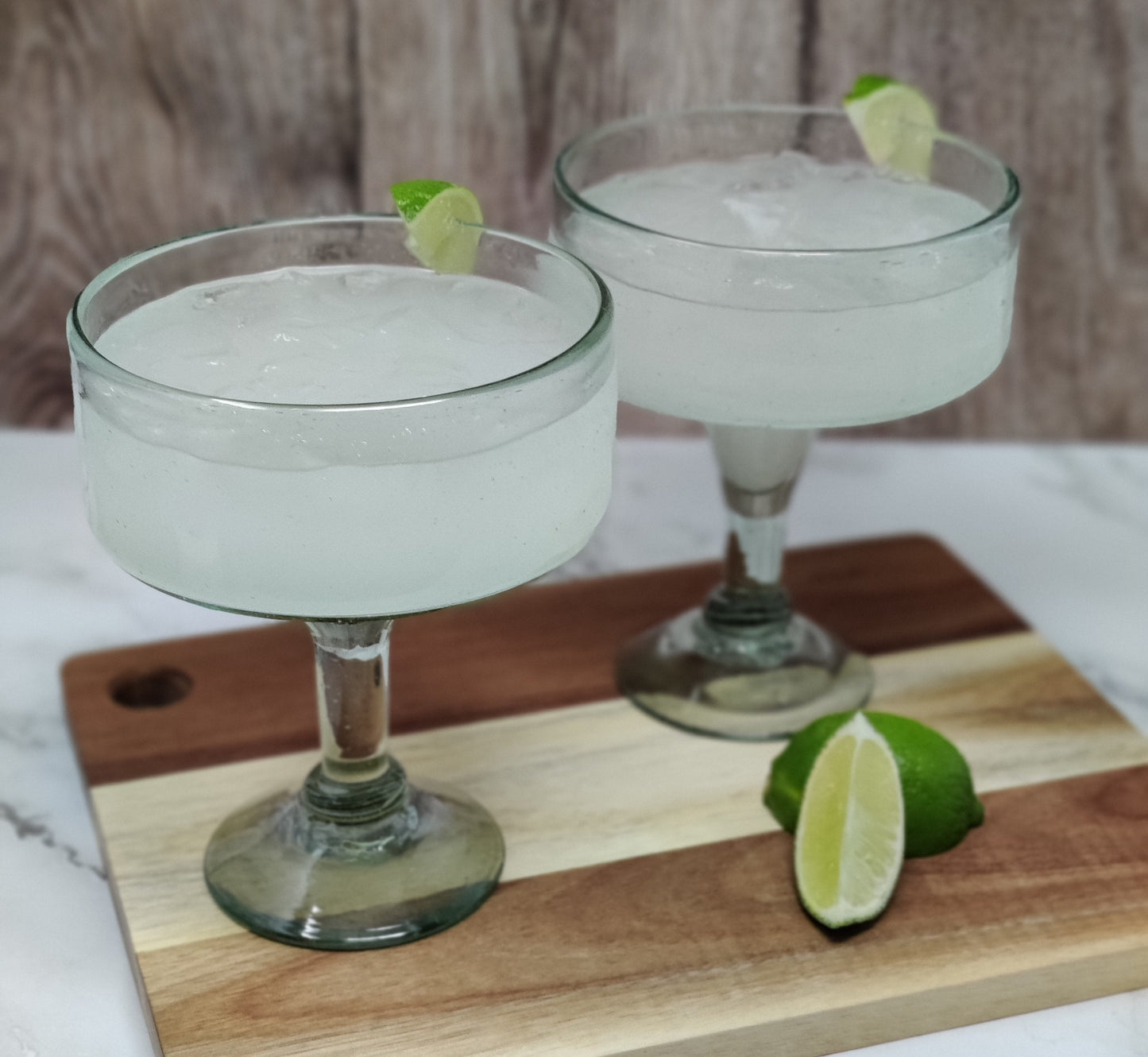 Set of 4 Natural Clear Hand Blown Margarita Glasses