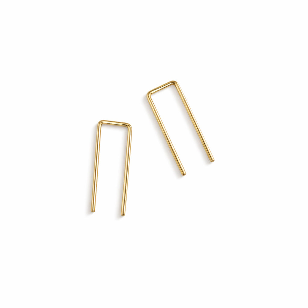 Tiny Staple Threader Earrings | Gold Fill