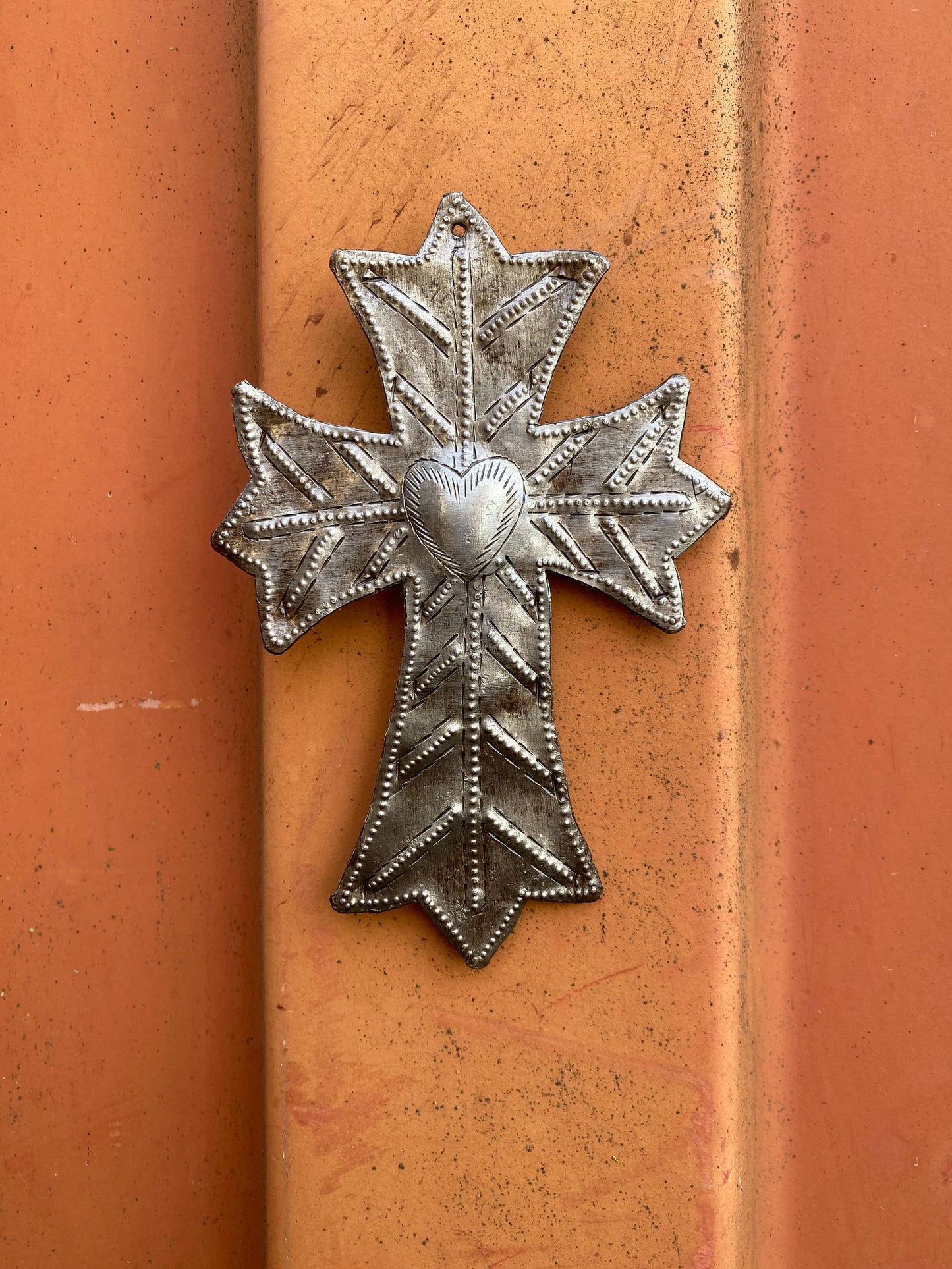 Recycled Metal Cross, Milagro 4.5"x6.75" (set of 2)