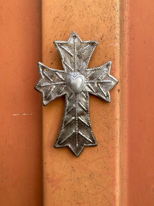 Recycled Metal Cross, Milagro 4.5"x6.75" (set of 2)