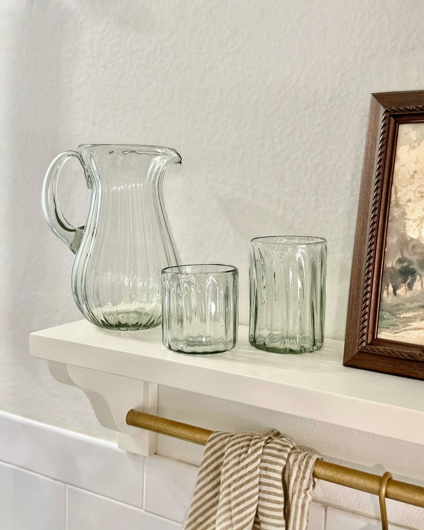 Handblown Fluted Pitcher