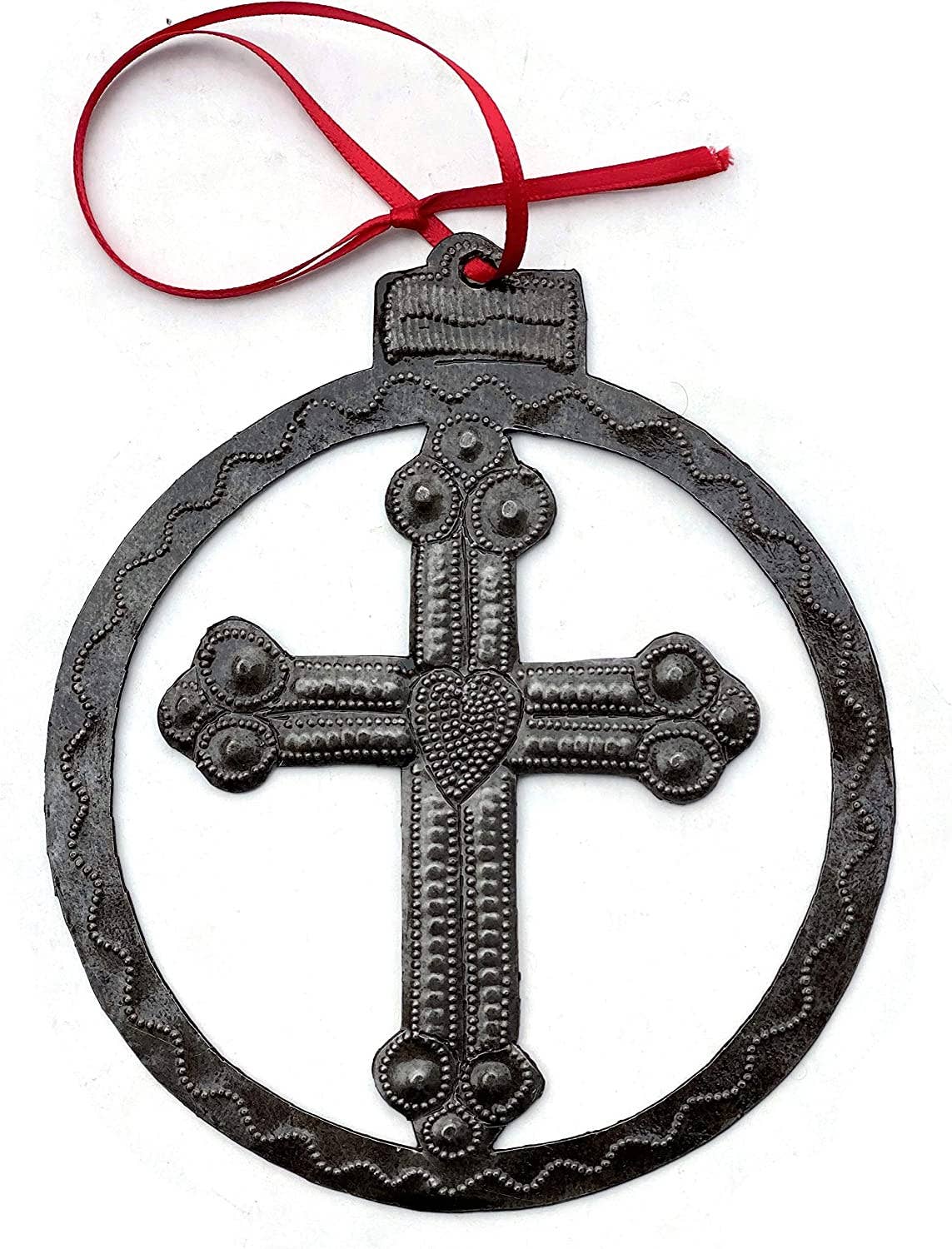 5.5" Handmade Cross Ornament, Fair Trade, Recycled