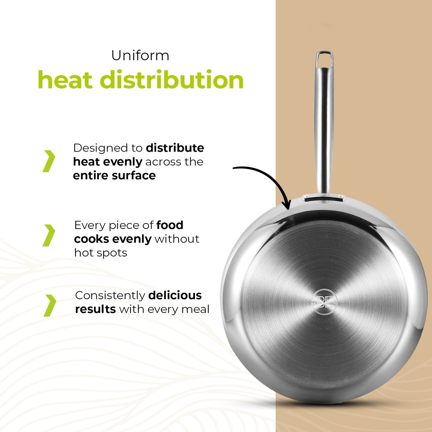BE | LIVING - Essential Series - 8” / 20 cm Frying Pan - Triply Stainless Steel