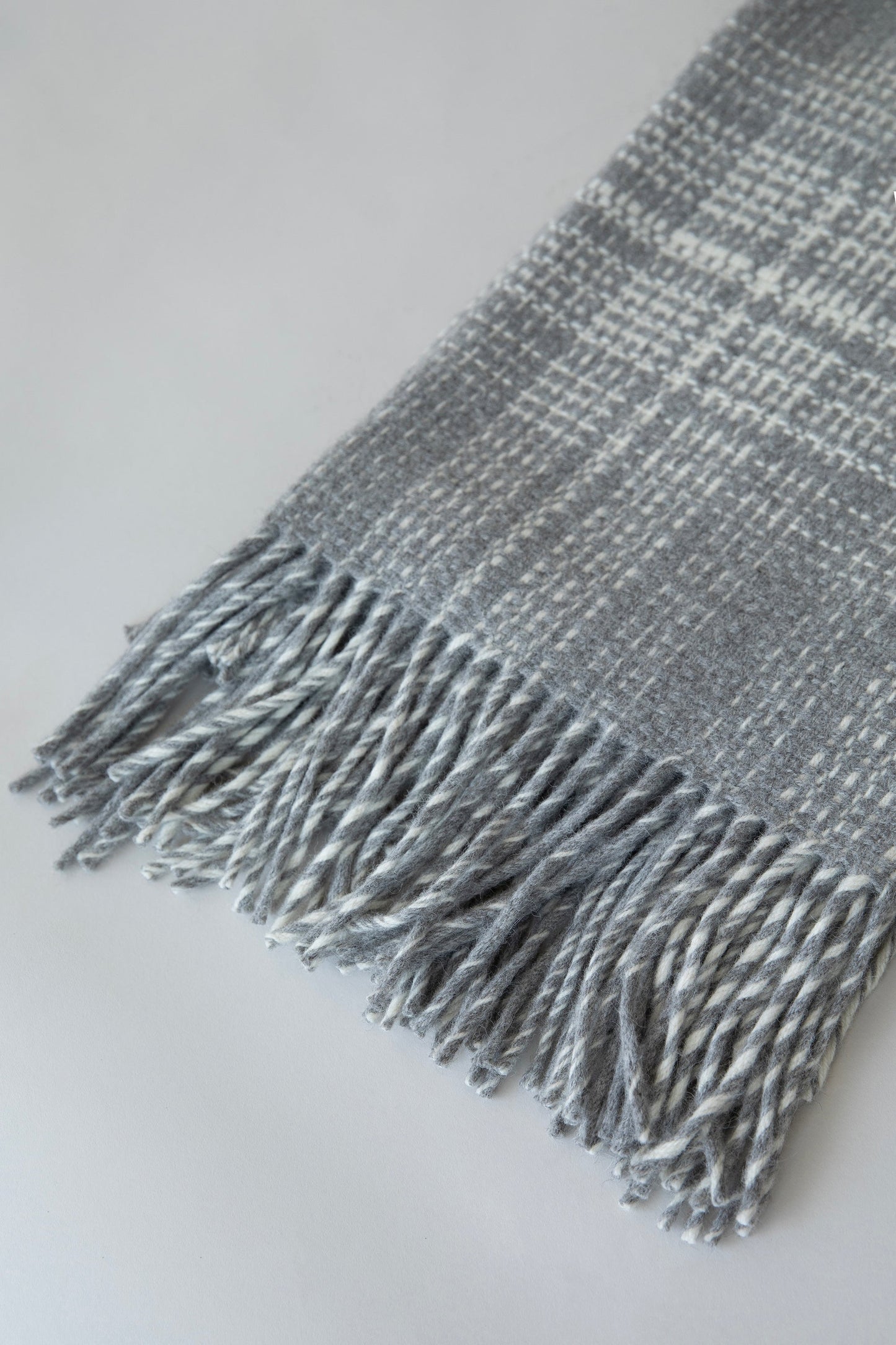 Rustic Alpaca Plaid Throw - Grey