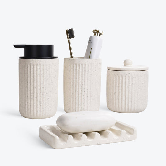 BosilunLife Pockmark 4-Piece Liquid Bathroom Set Recycled Ceramic Eco-Clay