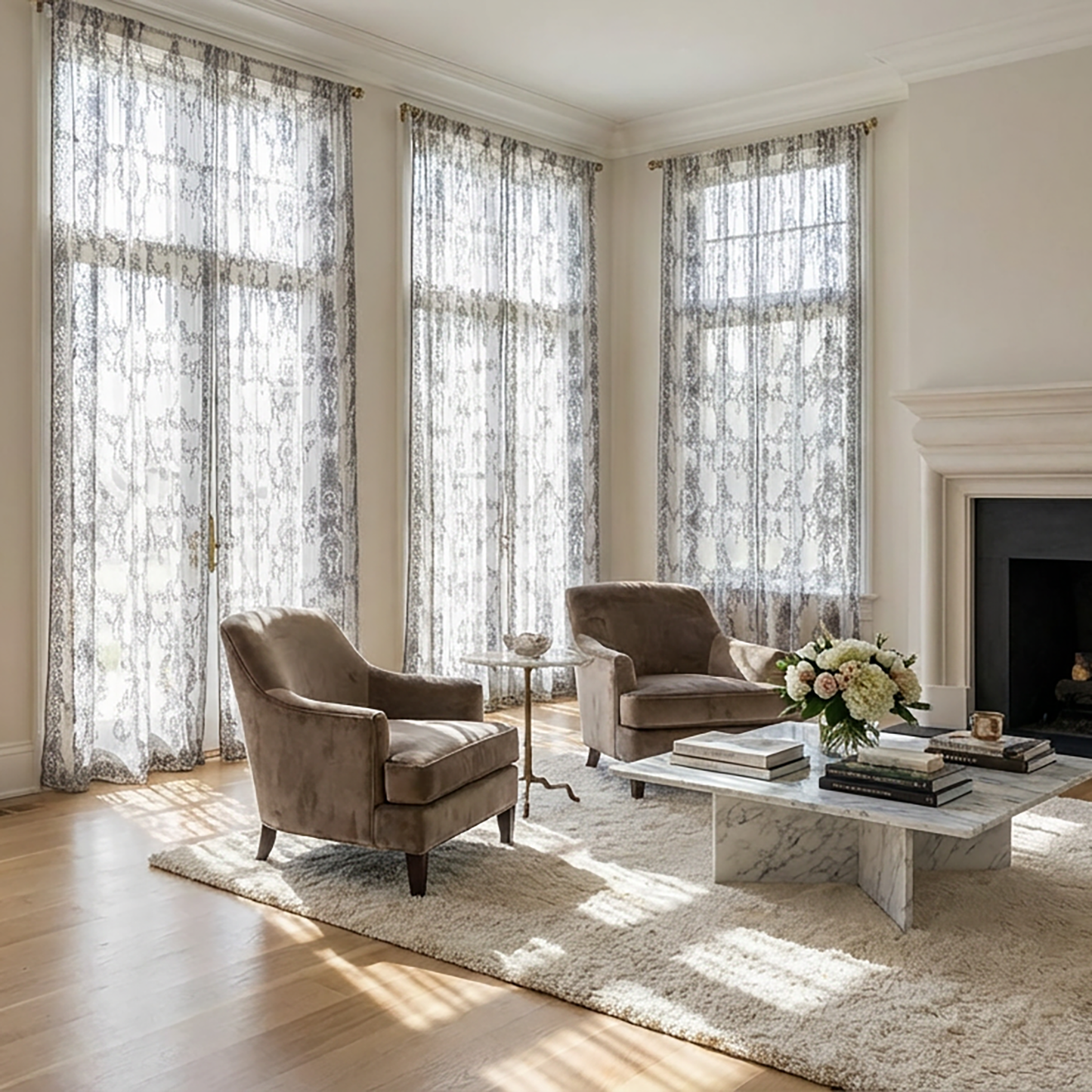 Premium Sheer Panels: The Linda - Silver
