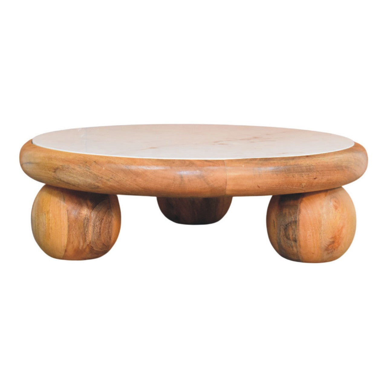 Solid Wood Bola Round Coffee Table, Brown