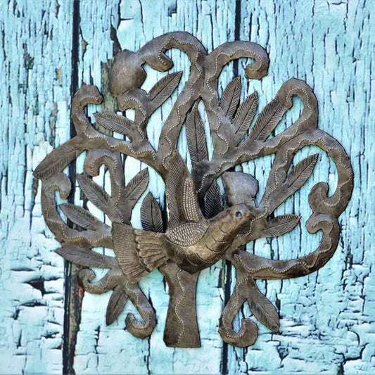 Bird, Spring Garden Metal, Haitian Art, Wall Decor 8.5"