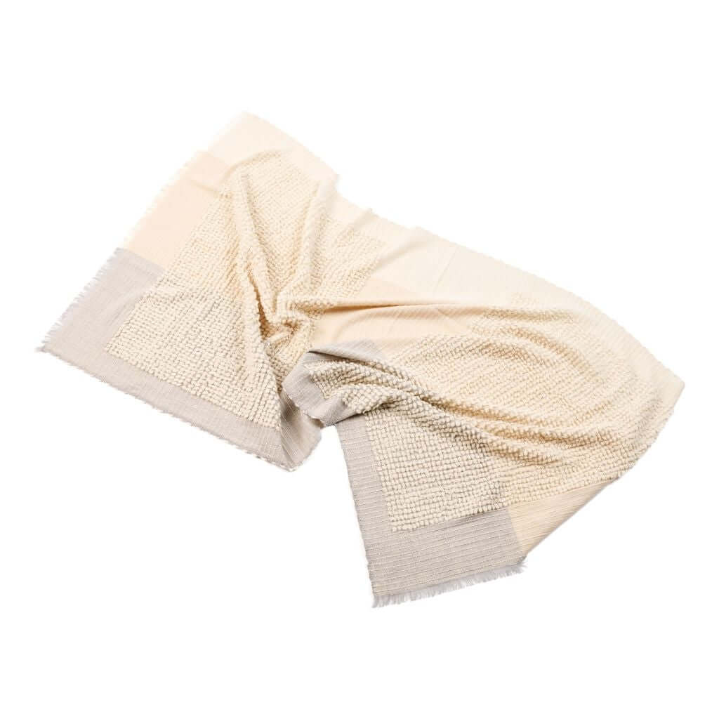 Butterscotch White Handloom Textured Plush Merino Throw