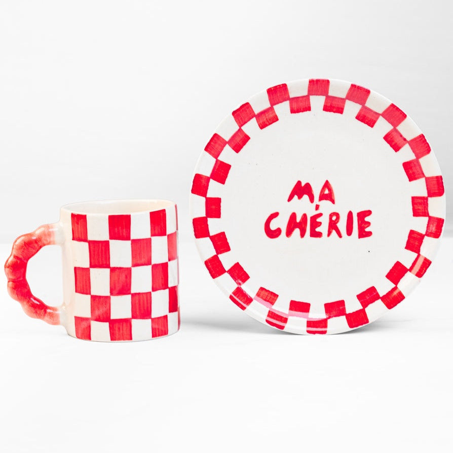 S/2 Ma Cherie Ceramic Snack Plate