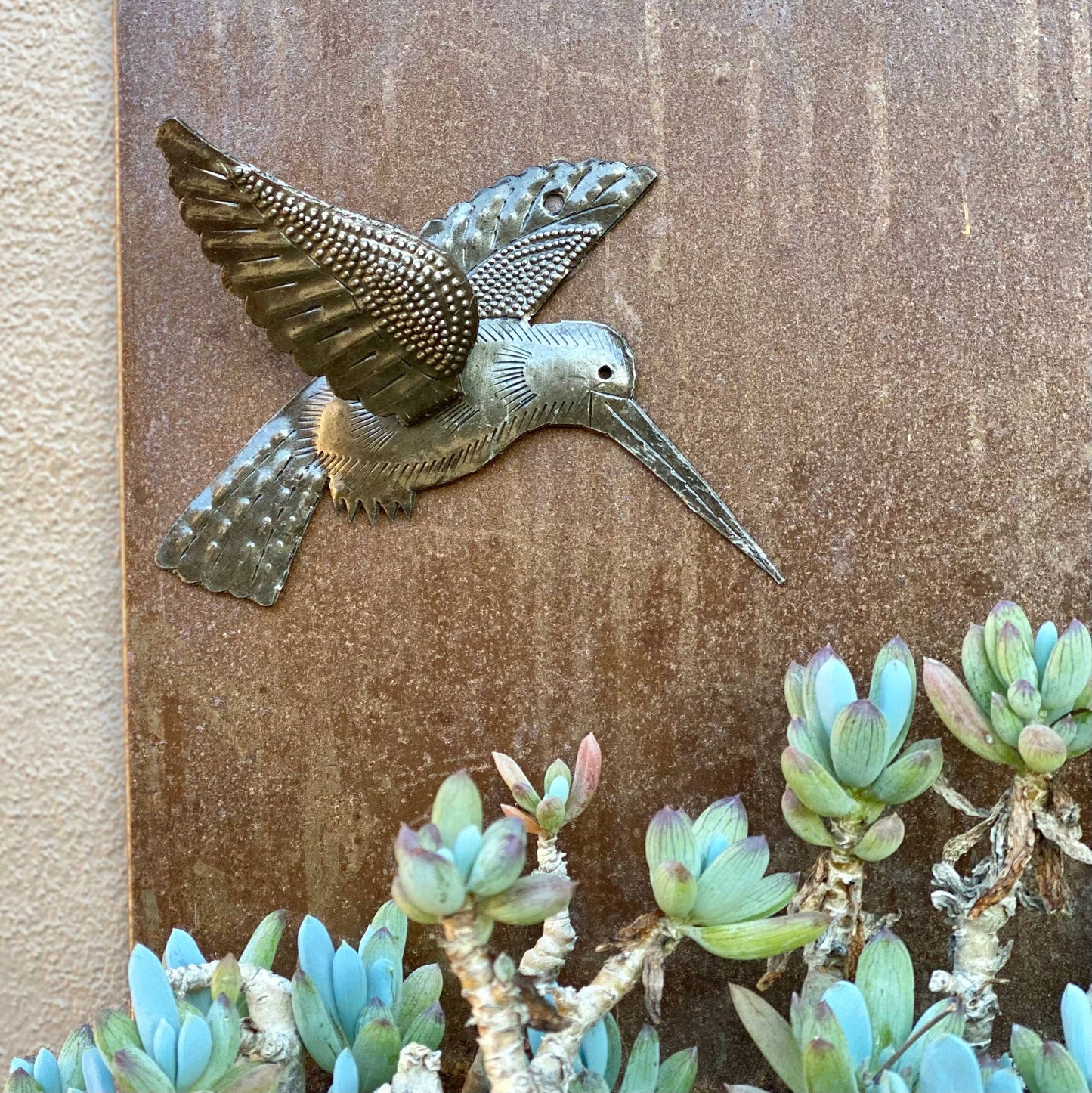 6" Set of 2 Hummingbirds, 3D Wings, Home Garden Accent Ornaments, Handmade, Haitian